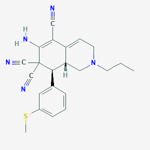molecular formula C22H23N5S B335136 6-amino-8-[3-(methylsulfanyl)phenyl]-2-propyl-2,3,8,8a-tetrahydro-5,7,7(1H)-isoquinolinetricarbonitrile 