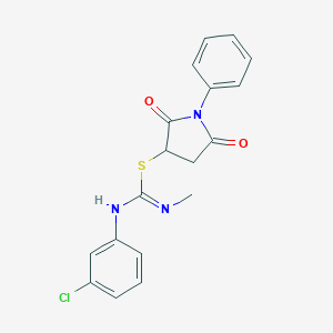 molecular formula C18H16ClN3O2S B335138 2,5-dioxo-1-phenylpyrrolidin-3-yl N'-(3-chlorophenyl)-N-methylcarbamimidothioate 