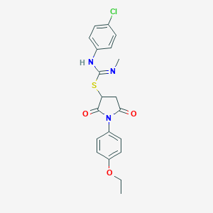 molecular formula C20H20ClN3O3S B335139 1-(4-ethoxyphenyl)-2,5-dioxopyrrolidin-3-yl N'-(4-chlorophenyl)-N-methylcarbamimidothioate 