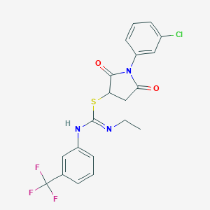 molecular formula C20H17ClF3N3O2S B335141 1-(3-chlorophenyl)-2,5-dioxopyrrolidin-3-yl N-ethyl-N'-[3-(trifluoromethyl)phenyl]carbamimidothioate 