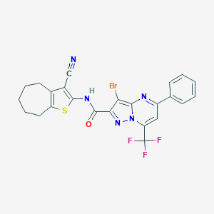 molecular formula C24H17BrF3N5OS B335143 3-bromo-N-(3-cyano-5,6,7,8-tetrahydro-4H-cyclohepta[b]thiophen-2-yl)-5-phenyl-7-(trifluoromethyl)pyrazolo[1,5-a]pyrimidine-2-carboxamide 