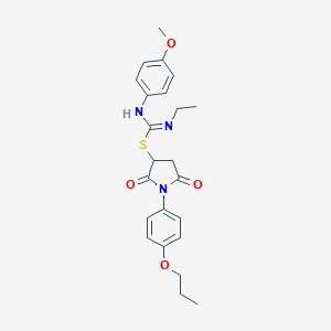 molecular formula C23H27N3O4S B335145 2,5-dioxo-1-(4-propoxyphenyl)pyrrolidin-3-yl N-ethyl-N'-(4-methoxyphenyl)carbamimidothioate 