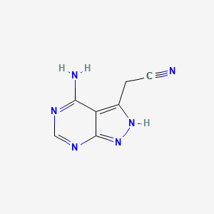 molecular formula C7H6N6 B3351637 (4-Amino-2H-pyrazolo[3,4-d]pyrimidin-3-yl)acetonitrile CAS No. 38340-27-1
