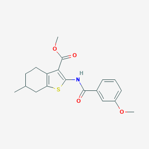 molecular formula C19H21NO4S B335164 Methyl 2-[(3-methoxybenzoyl)amino]-6-methyl-4,5,6,7-tetrahydro-1-benzothiophene-3-carboxylate 