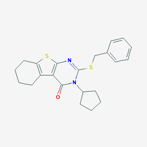molecular formula C22H24N2OS2 B335170 2-(benzylsulfanyl)-3-cyclopentyl-5,6,7,8-tetrahydro[1]benzothieno[2,3-d]pyrimidin-4(3H)-one 