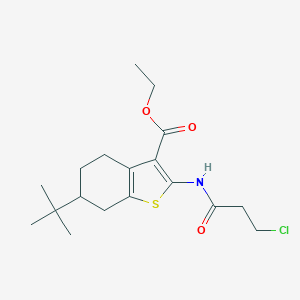 molecular formula C18H26ClNO3S B335171 Ethyl 6-tert-butyl-2-[(3-chloropropanoyl)amino]-4,5,6,7-tetrahydro-1-benzothiophene-3-carboxylate 