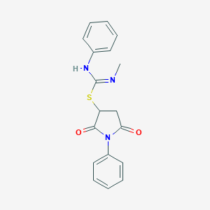 molecular formula C18H17N3O2S B335173 2,5-dioxo-1-phenylpyrrolidin-3-yl N-methyl-N'-phenylcarbamimidothioate 