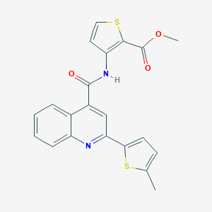 molecular formula C21H16N2O3S2 B335174 Methyl 3-({[2-(5-methyl-2-thienyl)-4-quinolinyl]carbonyl}amino)-2-thiophenecarboxylate 