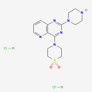 molecular formula C15H22Cl2N6O2S B3351748 Pyrido(3,2-d)pyrimidine, 2-(1-piperazinyl)-4-(4-thiomorpholinyl)-, S,S-dioxide, dihydrochloride CAS No. 39547-57-4