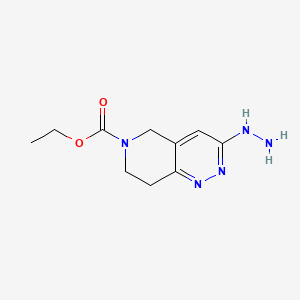 molecular formula C10H15N5O2 B3351768 Pyrido(4,3-c)pyridazine-6(5H)-carboxylic acid, 7,8-dihydro-3-hydrazino-, ethyl ester CAS No. 39715-29-2