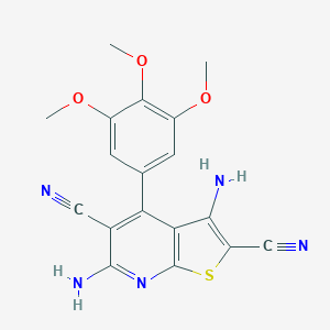 molecular formula C18H15N5O3S B335177 3,6-Diamino-4-(3,4,5-trimethoxyphenyl)thieno[2,3-b]pyridine-2,5-dicarbonitrile 