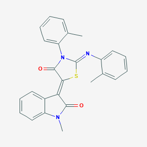 molecular formula C26H21N3O2S B335179 1-methyl-3-{3-(2-methylphenyl)-2-[(2-methylphenyl)imino]-4-oxo-1,3-thiazolidin-5-ylidene}-1,3-dihydro-2H-indol-2-one 