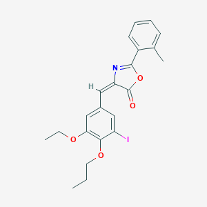 molecular formula C22H22INO4 B335186 4-(3-ethoxy-5-iodo-4-propoxybenzylidene)-2-(2-methylphenyl)-1,3-oxazol-5(4H)-one 