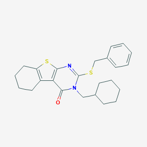 molecular formula C24H28N2OS2 B335188 2-(benzylsulfanyl)-3-(cyclohexylmethyl)-5,6,7,8-tetrahydro[1]benzothieno[2,3-d]pyrimidin-4(3H)-one 
