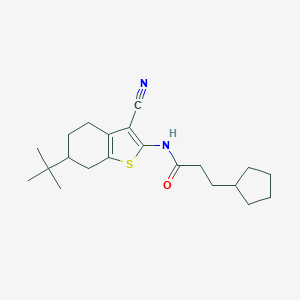 molecular formula C21H30N2OS B335191 N-(6-tert-butyl-3-cyano-4,5,6,7-tetrahydro-1-benzothiophen-2-yl)-3-cyclopentylpropanamide 