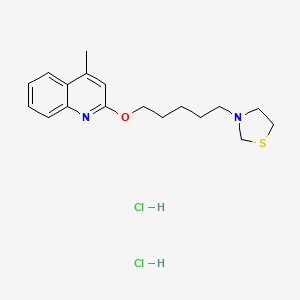 molecular formula C18H26Cl2N2OS B3351997 Thiazolidine, 3-(5-(4-methyl-2-quinolyloxy)pentyl)-, dihydrochloride CAS No. 41288-22-6