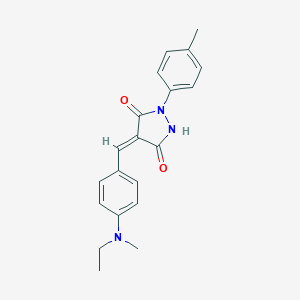 molecular formula C20H21N3O2 B335200 4-{4-[Ethyl(methyl)amino]benzylidene}-1-(4-methylphenyl)-3,5-pyrazolidinedione 