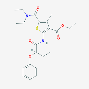 molecular formula C23H30N2O5S B335201 Ethyl 5-(diethylcarbamoyl)-4-methyl-2-(2-phenoxybutanoylamino)thiophene-3-carboxylate CAS No. 5700-35-6