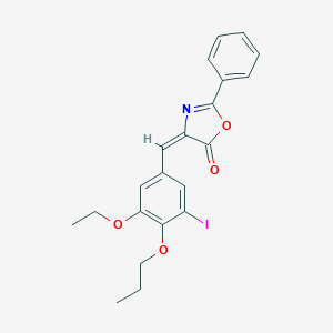 molecular formula C21H20INO4 B335202 4-(3-ethoxy-5-iodo-4-propoxybenzylidene)-2-phenyl-1,3-oxazol-5(4H)-one 
