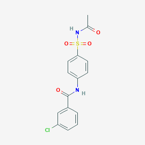 molecular formula C15H13ClN2O4S B335209 N-[4-(acetylsulfamoyl)phenyl]-3-chlorobenzamide 