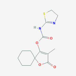 molecular formula C14H18N2O4S B033521 1-Oxa-2-oxo-3-methyl-4-(thiazoline carbamoyl)spiro(4.5)decane CAS No. 103314-78-9