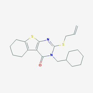 molecular formula C20H26N2OS2 B335214 2-(allylsulfanyl)-3-(cyclohexylmethyl)-5,6,7,8-tetrahydro[1]benzothieno[2,3-d]pyrimidin-4(3H)-one 