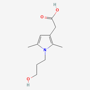 molecular formula C11H17NO3 B3352157 1H-Pyrrole-3-acetic acid, 1-(3-hydroxypropyl)-2,5-dimethyl- CAS No. 42780-25-6