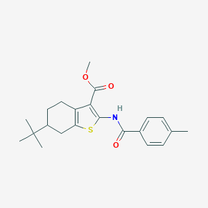 molecular formula C22H27NO3S B335216 Methyl 6-tert-butyl-2-[(4-methylbenzoyl)amino]-4,5,6,7-tetrahydro-1-benzothiophene-3-carboxylate 