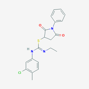 molecular formula C20H20ClN3O2S B335217 2,5-dioxo-1-phenylpyrrolidin-3-yl N'-(3-chloro-4-methylphenyl)-N-ethylcarbamimidothioate 