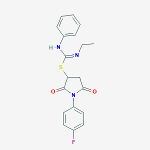 molecular formula C19H18FN3O2S B335232 1-(4-fluorophenyl)-2,5-dioxopyrrolidin-3-yl N-ethyl-N'-phenylcarbamimidothioate 
