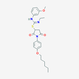 molecular formula C26H33N3O4S B335242 1-[4-(hexyloxy)phenyl]-2,5-dioxopyrrolidin-3-yl N-ethyl-N'-(3-methoxyphenyl)carbamimidothioate 