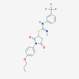 molecular formula C22H22F3N3O3S B335255 2,5-dioxo-1-(4-propoxyphenyl)pyrrolidin-3-yl N-methyl-N'-[3-(trifluoromethyl)phenyl]carbamimidothioate 