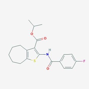 molecular formula C20H22FNO3S B335265 isopropyl 2-[(4-fluorobenzoyl)amino]-5,6,7,8-tetrahydro-4H-cyclohepta[b]thiophene-3-carboxylate 