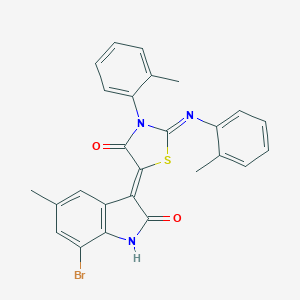 (5Z)-5-(7-bromo-5-methyl-2-oxo-1H-indol-3-ylidene)-3-(2-methylphenyl)-2-(2-methylphenyl)imino-1,3-thiazolidin-4-one
