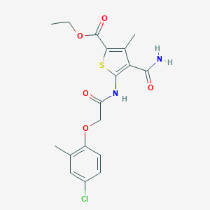 molecular formula C18H19ClN2O5S B335279 Ethyl 4-(aminocarbonyl)-5-{[(4-chloro-2-methylphenoxy)acetyl]amino}-3-methyl-2-thiophenecarboxylate 