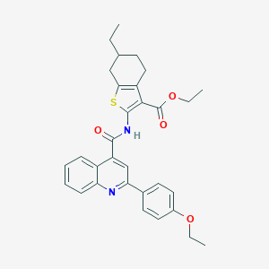 molecular formula C31H32N2O4S B335280 Ethyl 2-({[2-(4-ethoxyphenyl)-4-quinolinyl]carbonyl}amino)-6-ethyl-4,5,6,7-tetrahydro-1-benzothiophene-3-carboxylate 