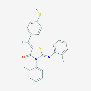 molecular formula C25H22N2OS2 B335283 3-(2-Methylphenyl)-2-[(2-methylphenyl)imino]-5-[4-(methylsulfanyl)benzylidene]-1,3-thiazolidin-4-one 
