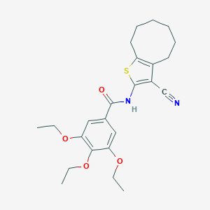 molecular formula C24H30N2O4S B335288 N-(3-cyano-4,5,6,7,8,9-hexahydrocycloocta[b]thiophen-2-yl)-3,4,5-triethoxybenzamide 