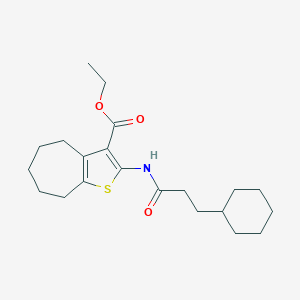 molecular formula C21H31NO3S B335292 ethyl 2-[(3-cyclohexylpropanoyl)amino]-5,6,7,8-tetrahydro-4H-cyclohepta[b]thiophene-3-carboxylate 