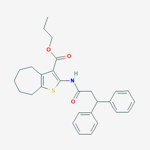 propyl 2-[(3,3-diphenylpropanoyl)amino]-5,6,7,8-tetrahydro-4H-cyclohepta[b]thiophene-3-carboxylate