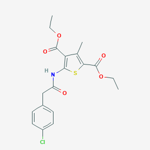 molecular formula C19H20ClNO5S B335306 Diethyl 5-{[(4-chlorophenyl)acetyl]amino}-3-methyl-2,4-thiophenedicarboxylate 