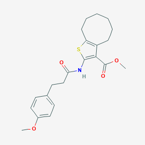 molecular formula C22H27NO4S B335313 Methyl 2-{[3-(4-methoxyphenyl)propanoyl]amino}-4,5,6,7,8,9-hexahydrocycloocta[b]thiophene-3-carboxylate 