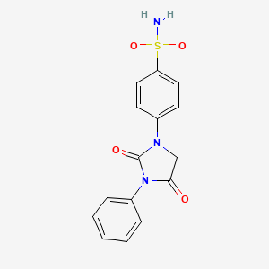 molecular formula C15H13N3O4S B3353167 Benzenesulfonamide, 4-(2,4-dioxo-3-phenyl-1-imidazolidinyl)- CAS No. 53298-16-1