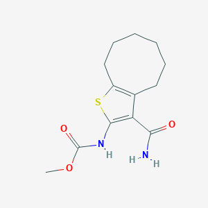 molecular formula C13H18N2O3S B335320 methyl N-(3-carbamoyl-4,5,6,7,8,9-hexahydrocycloocta[b]thiophen-2-yl)carbamate 