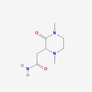 molecular formula C8H15N3O2 B3353223 2-(1,4-Dimethyl-3-oxopiperazin-2-YL)acetamide CAS No. 534603-64-0