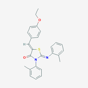 molecular formula C26H24N2O2S B335324 5-(4-Ethoxybenzylidene)-3-(2-methylphenyl)-2-[(2-methylphenyl)imino]-1,3-thiazolidin-4-one 