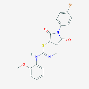 molecular formula C19H18BrN3O3S B335327 1-(4-bromophenyl)-2,5-dioxo-3-pyrrolidinyl N'-(2-methoxyphenyl)-N-methylimidothiocarbamate 