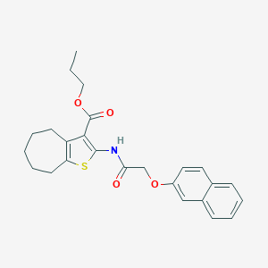 molecular formula C25H27NO4S B335333 propyl 2-{[(2-naphthyloxy)acetyl]amino}-5,6,7,8-tetrahydro-4H-cyclohepta[b]thiophene-3-carboxylate 