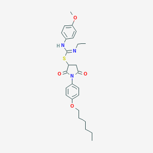 1-[4-(hexyloxy)phenyl]-2,5-dioxopyrrolidin-3-yl N-ethyl-N'-(4-methoxyphenyl)carbamimidothioate