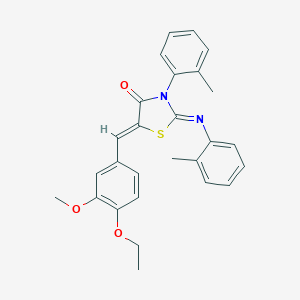 molecular formula C27H26N2O3S B335341 5-(4-Ethoxy-3-methoxybenzylidene)-3-(2-methylphenyl)-2-[(2-methylphenyl)imino]-1,3-thiazolidin-4-one 